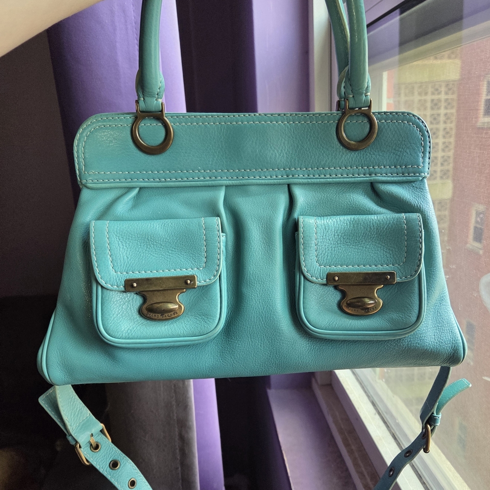 Marc Jacobs Small Grace Tote Bag Turquoise Leather